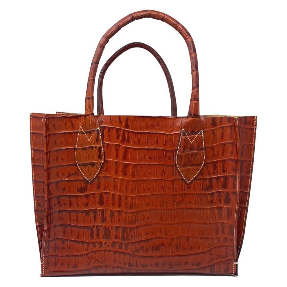 Russell & Bromley London Croc Embossed Burnt Orange Tote Bag - Picture 5 of 12
